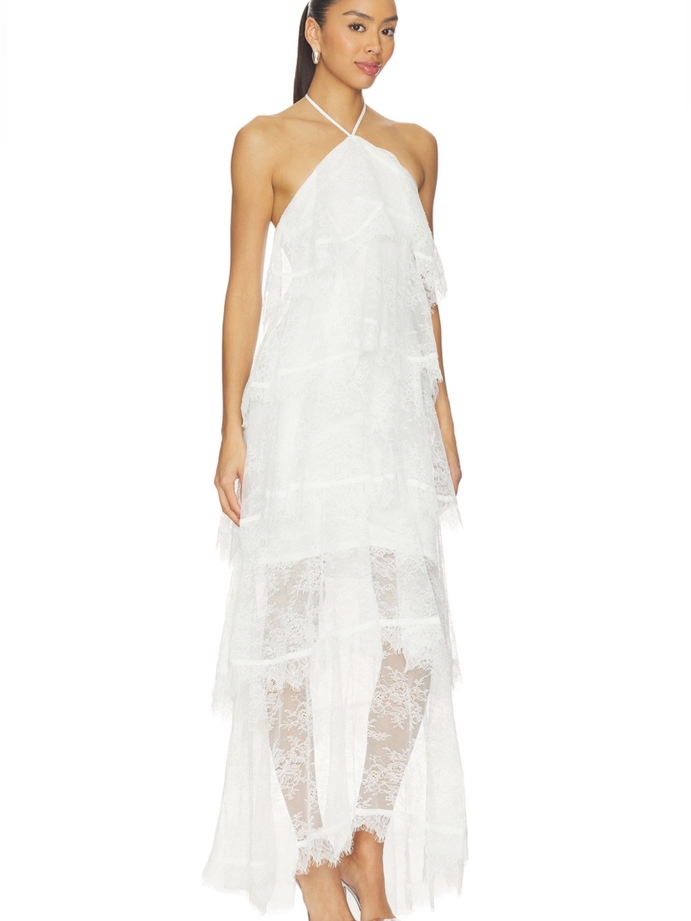 Evelin Lace Gown in White ELLIATT WORN ONCE *condition like new!